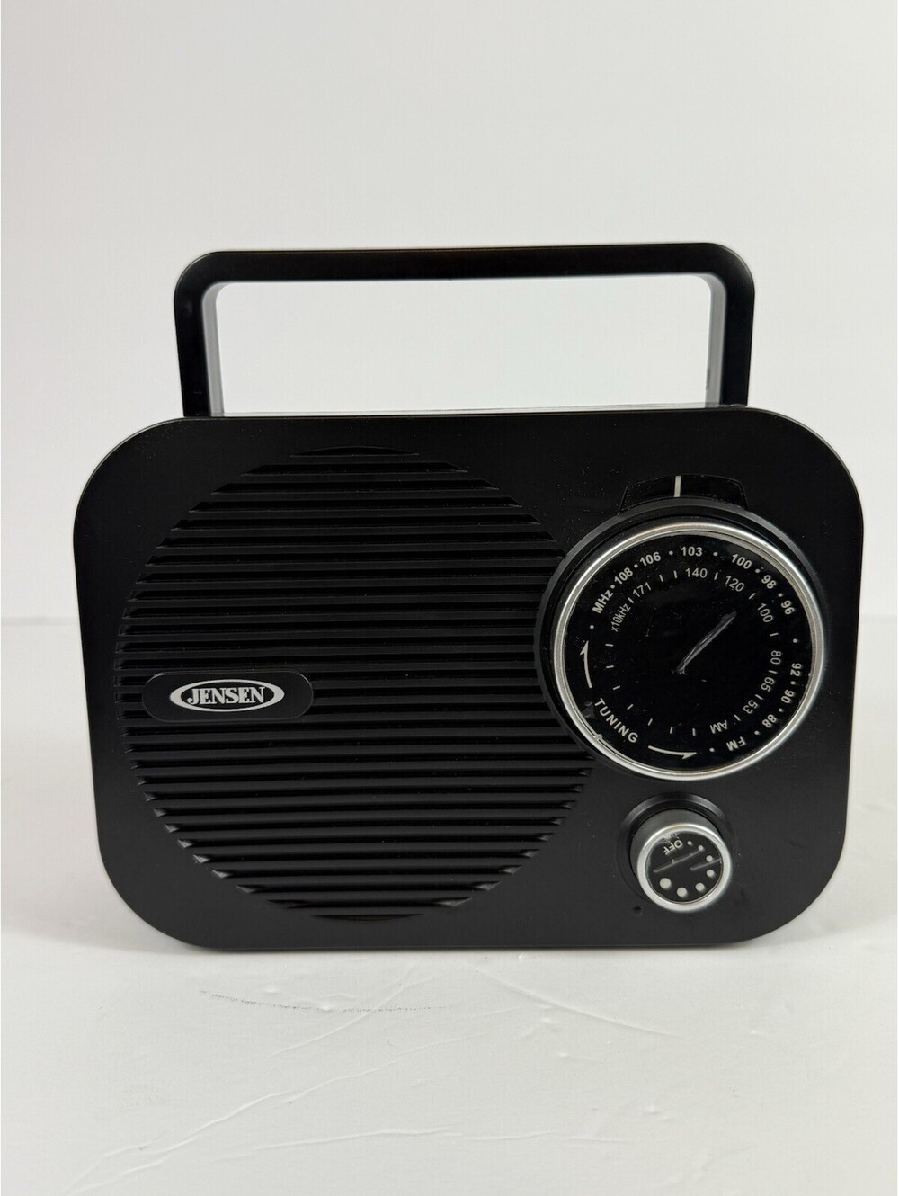 Jensen MR-550 Black Mini Portable AM/FM Radio with AUX Input - Vintage Retro